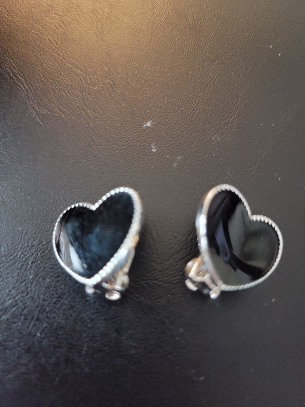 Heart-Shaped Black Onyx Clip Earrings - Women Jewelry